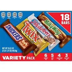 Mars Snickers, Twix, Milky Way & More Full Size Chocolate Candy Bar Assortment Candy Mix - 18ct