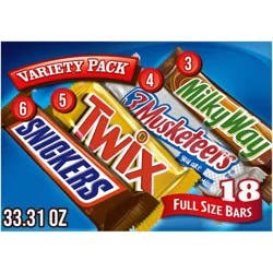 Mars Snickers, Twix, Milky Way & More Full Size Chocolate Candy Bar Assortment Candy Mix - 18ct