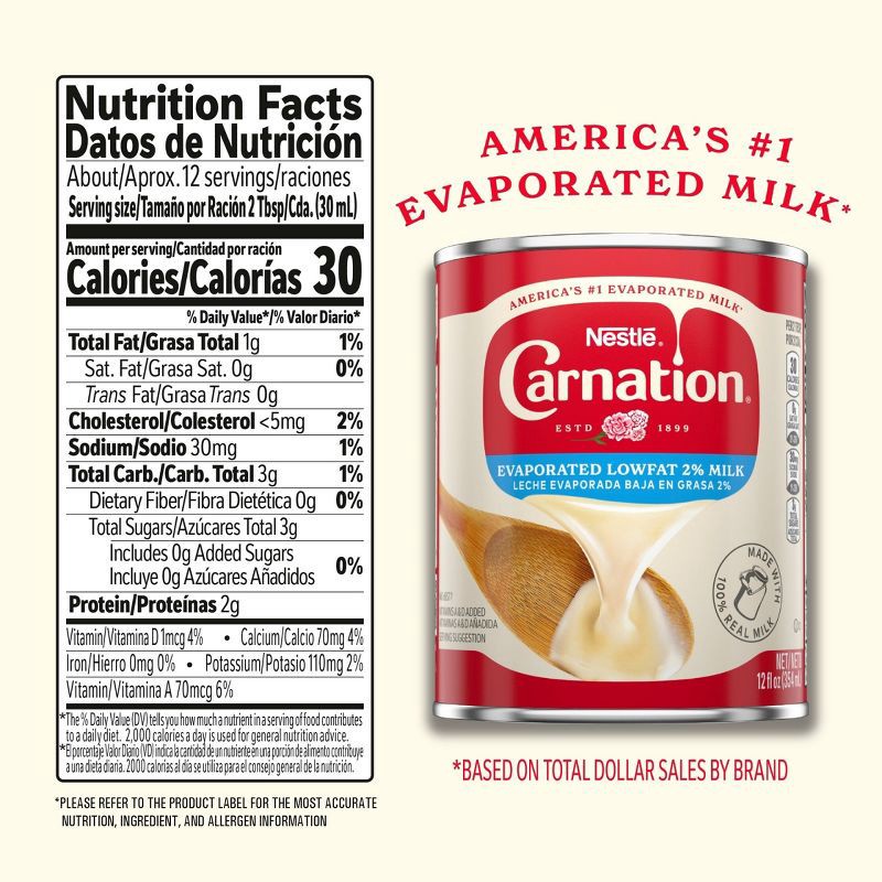 slide 3 of 7, Nestle Carnation Low Fat 2% Evaporated Milk for Pumpkin Pie and Cooking - 12 fl oz, 12 fl oz