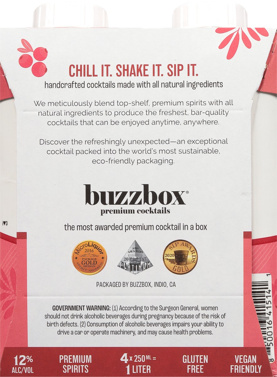 slide 10 of 11, Buzzbox Premium Classic Cosmo Cocktails Carton 4 - 250 ml Cartons, 250 ml