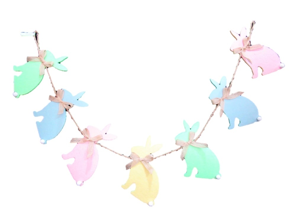 slide 1 of 1, Holiday Home Felt Bunny Garland Decor, 48 in