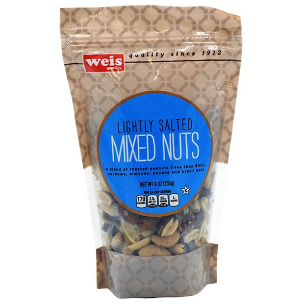 slide 1 of 1, Weis Quality Lightly Salted Mixed Nuts, 9 oz