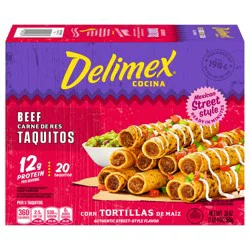 Delimex Beef Taquitos Frozen Snacks, 20 ct Box