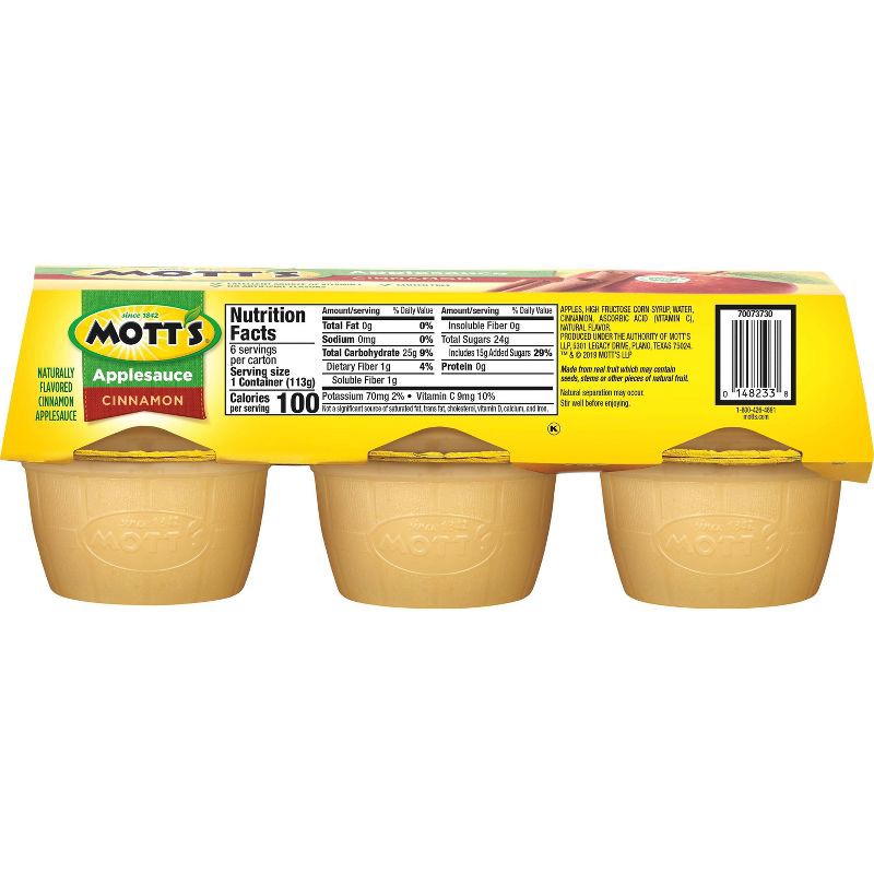 slide 10 of 12, Mott's Cinnamon Applesauce Cups - 24oz/6ct, 6 ct; 24 oz