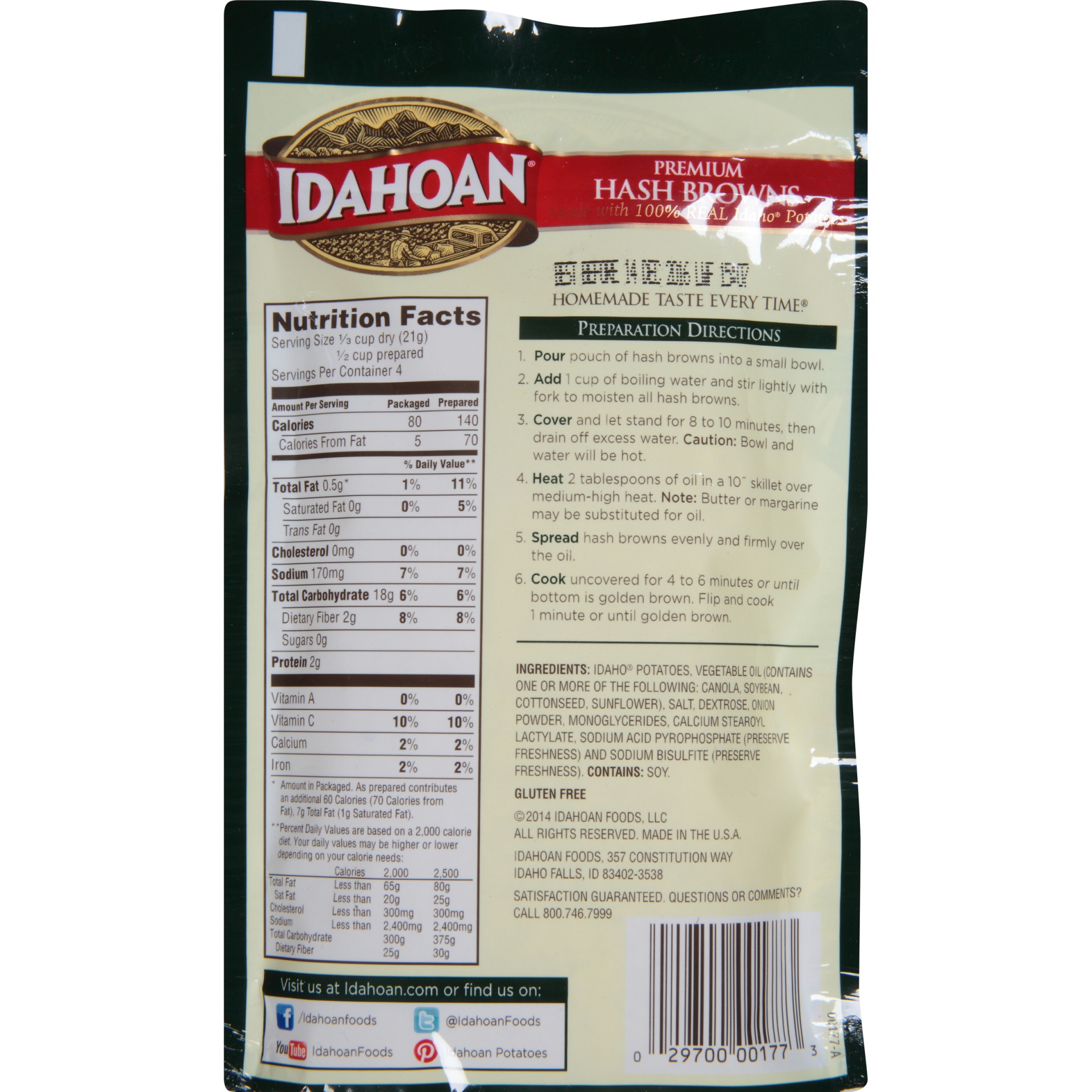 slide 4 of 6, Idahoan Premium Hashbrowns, 3 oz