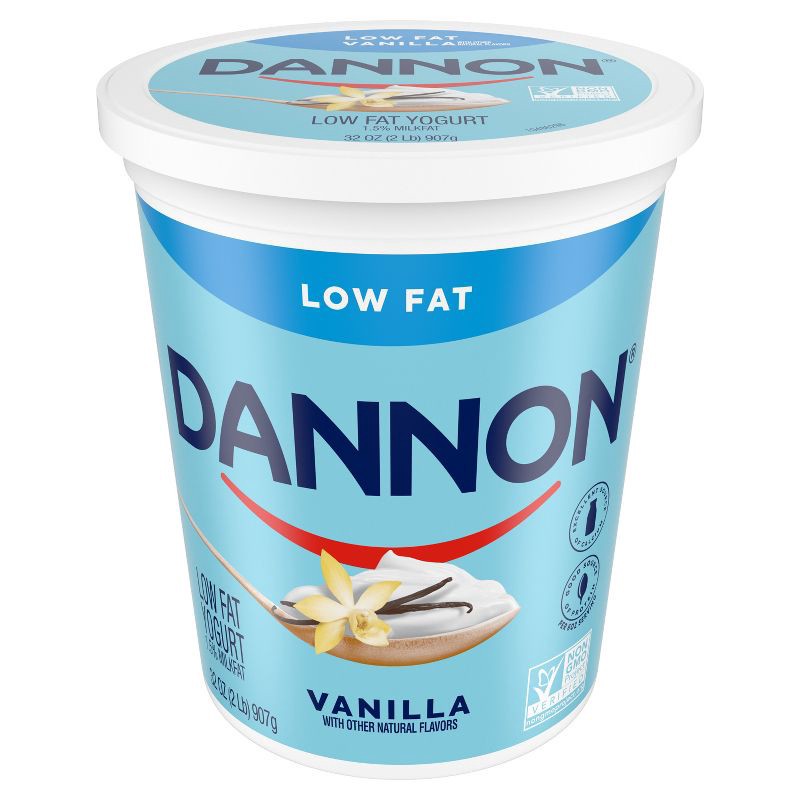 slide 2 of 12, Dannon Low Fat Non-GMO Project Verified Vanilla Yogurt - 32oz Tub, 32 oz