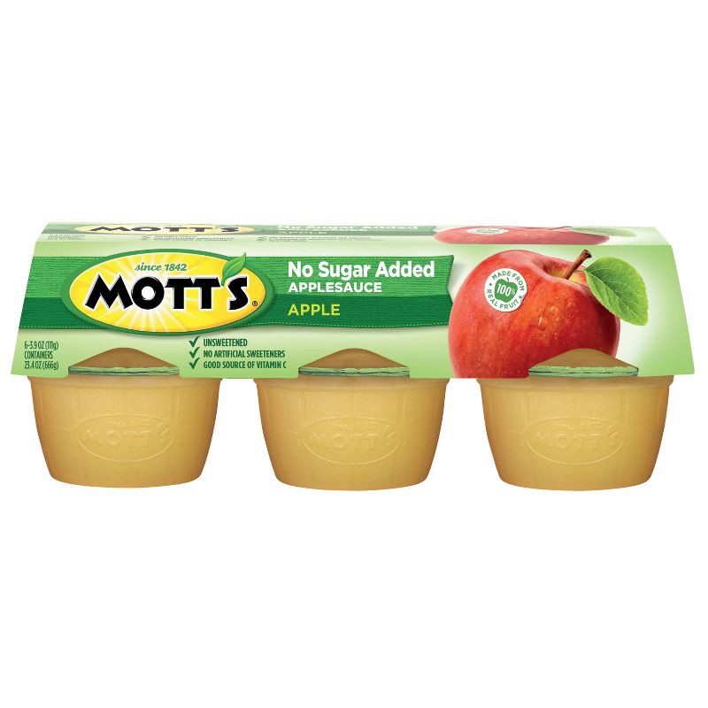 slide 12 of 16, Mott's Unsweetened Applesauce - 6ct/3.9oz Cups, 6 ct; 3.9 oz