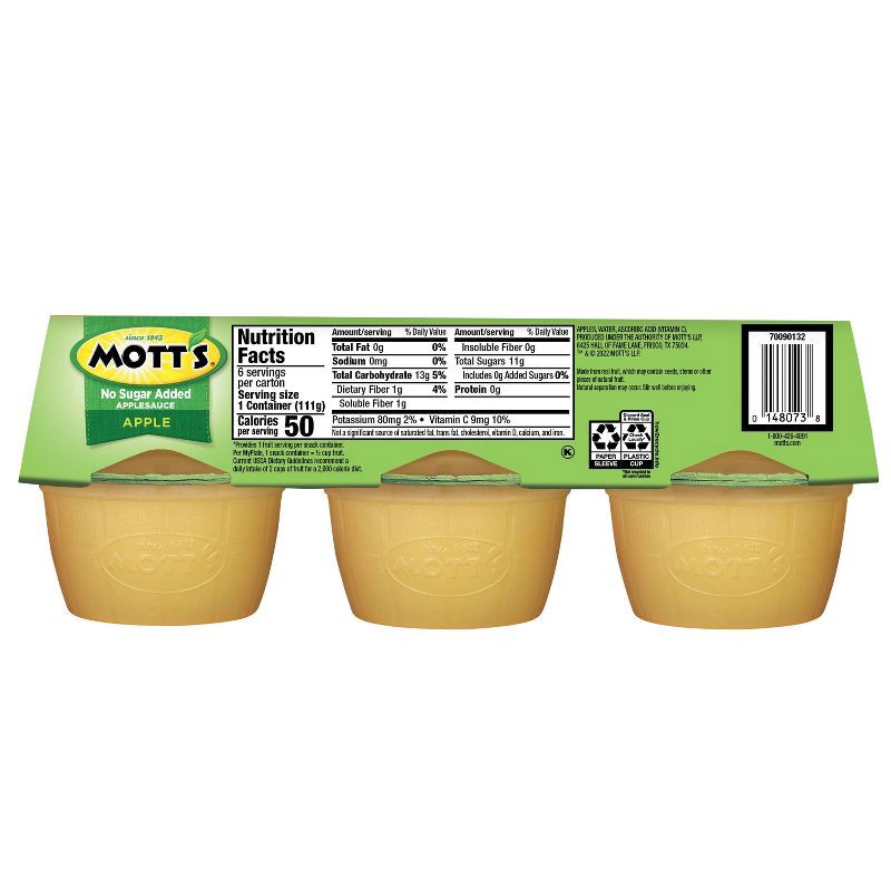 slide 14 of 16, Mott's Unsweetened Applesauce - 6ct/3.9oz Cups, 6 ct; 3.9 oz