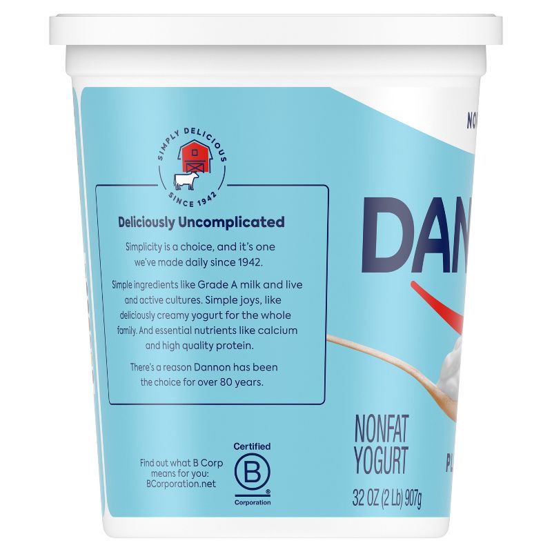 slide 4 of 12, Dannon Nonfat Non-GMO Project Verified Plain Yogurt - 32oz Tub, 32 oz