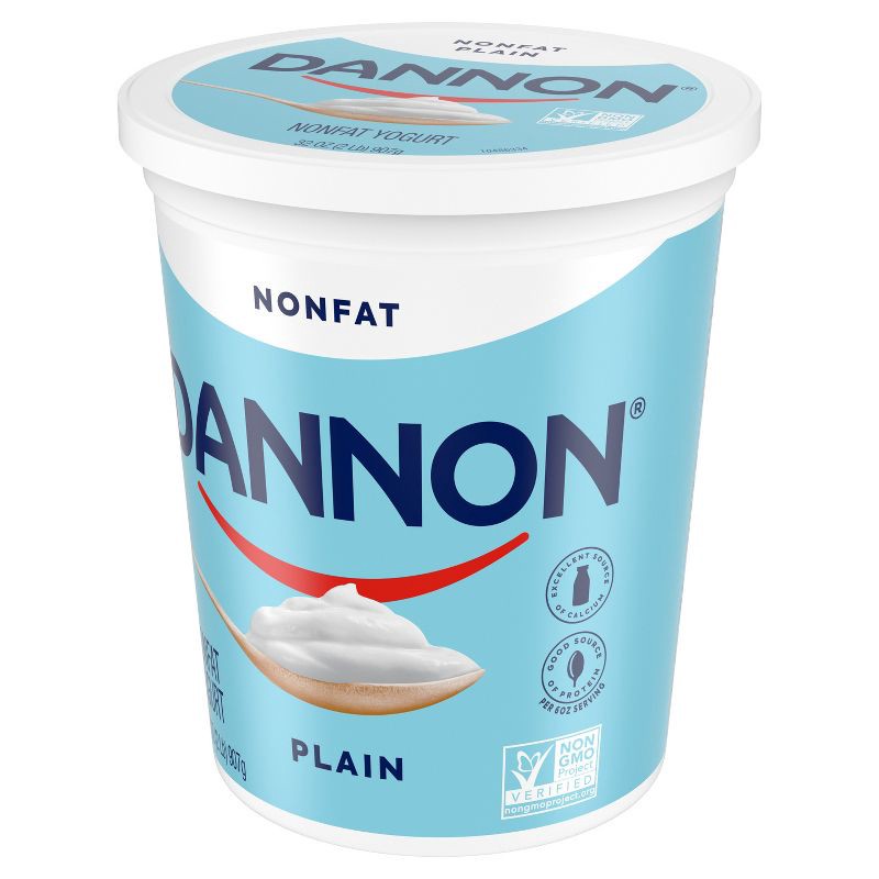 slide 8 of 12, Dannon Nonfat Non-GMO Project Verified Plain Yogurt - 32oz Tub, 32 oz