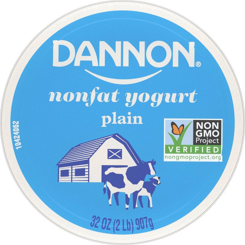 slide 10 of 12, Dannon Nonfat Non-GMO Project Verified Plain Yogurt - 32oz Tub, 32 oz