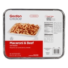 slide 1 of 1, GFS Macaroni & Beef Entree, 80 oz