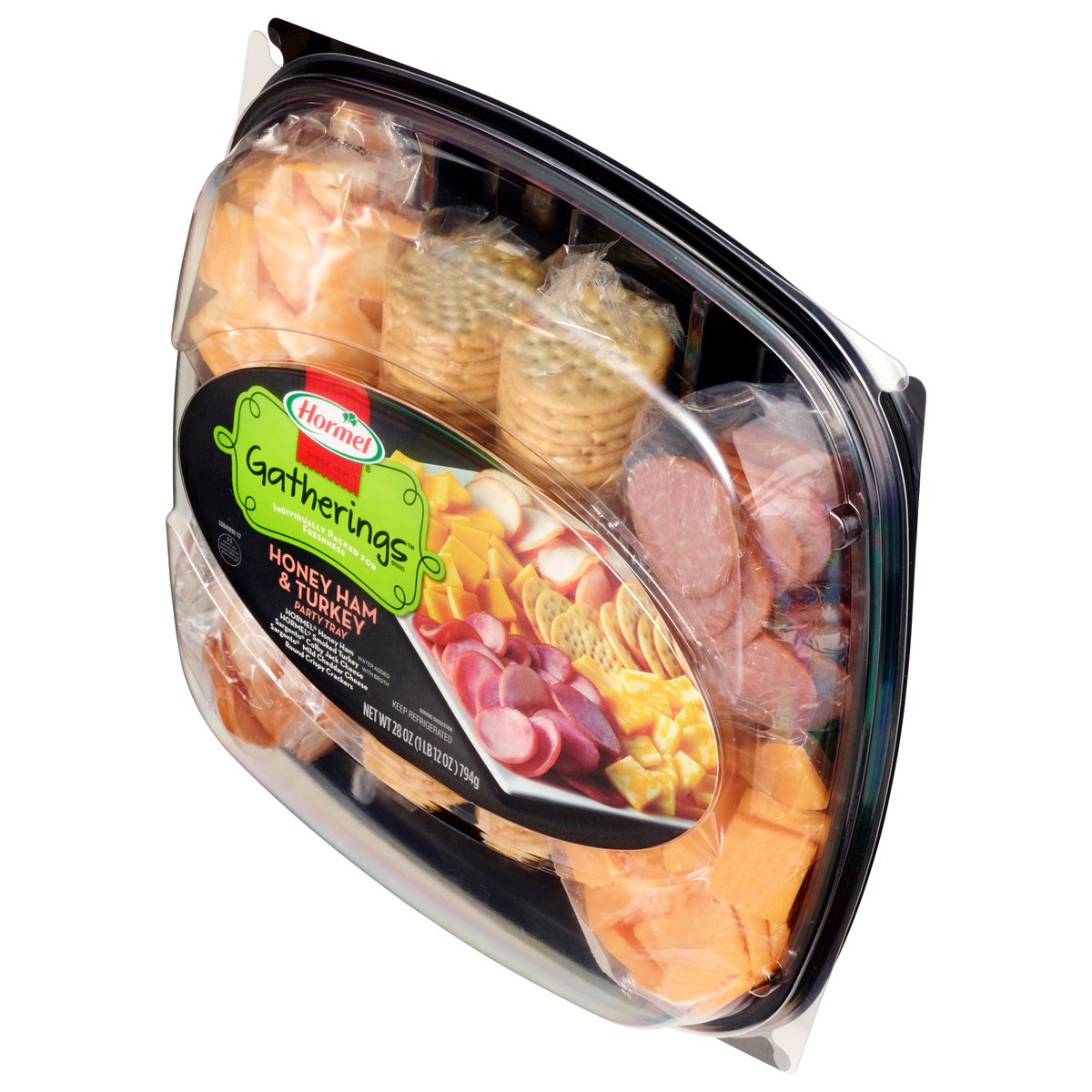 slide 4 of 9, HORMEL GATHERINGS Honey Ham & Turkey Party Tray, 28 oz