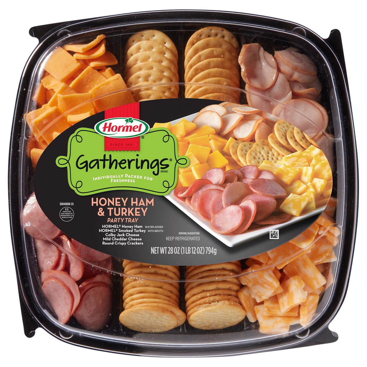 slide 1 of 9, HORMEL GATHERINGS Honey Ham & Turkey Party Tray, 28 oz