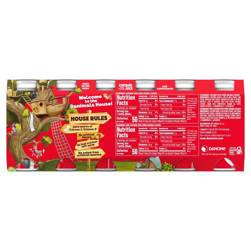 slide 11 of 14, Danimals Strawberry & Strawberry Kiwi Kids' Smoothies - 12ct/3.1 fl oz Bottles, 12 ct; 3.1 fl oz