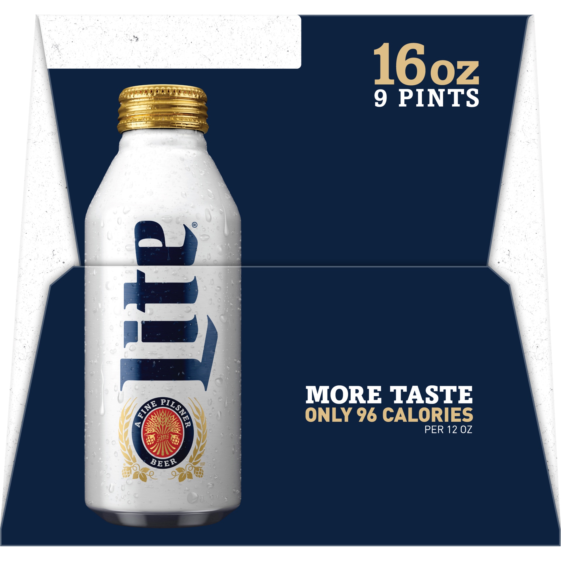 slide 3 of 6, Miller Lite Beer A Fine Pilsner Aluminum Pints, 9 ct; 16 fl oz