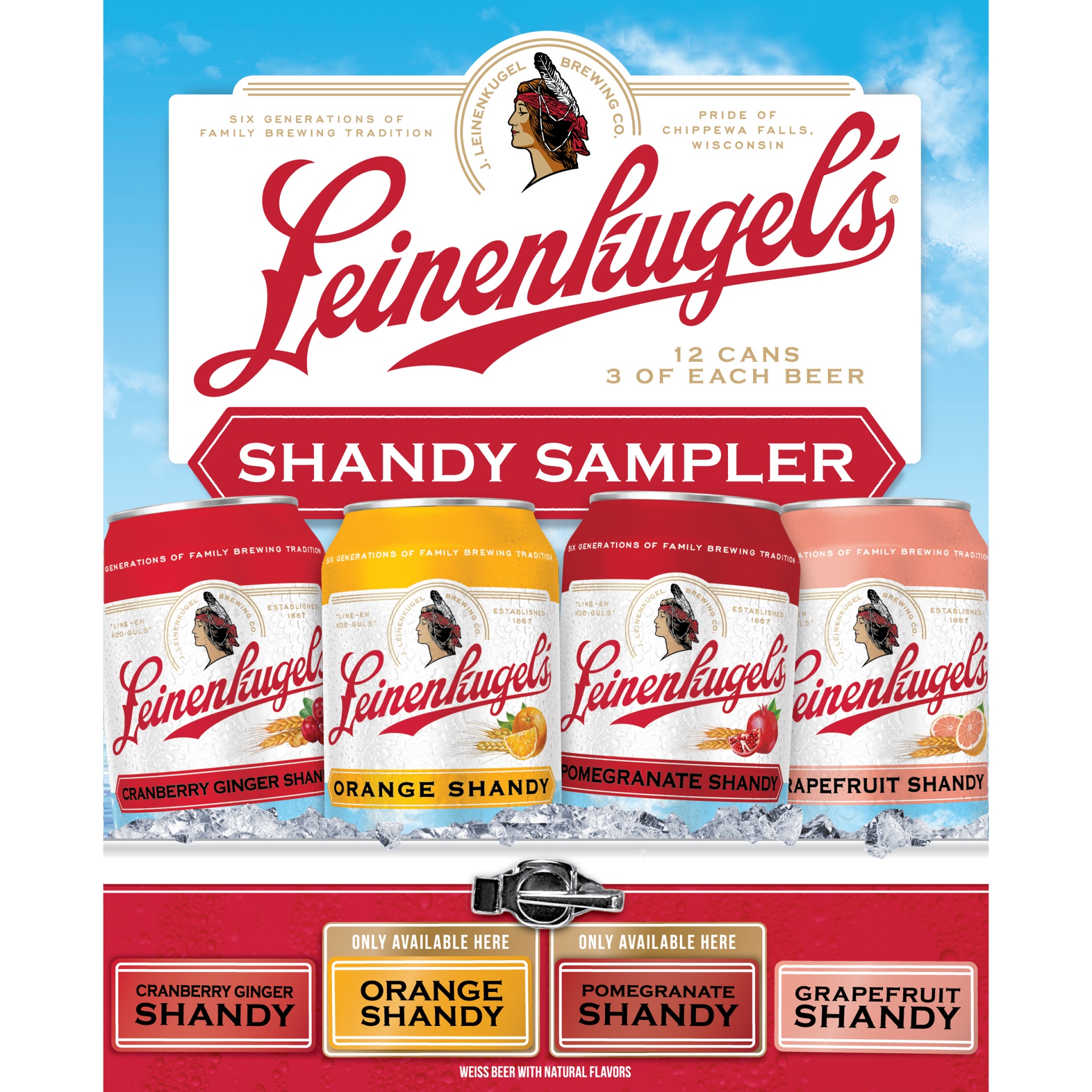 slide 6 of 6, Leinenkugel's Seasonal Shandy Sampler Beer, 12 ct; 12 oz