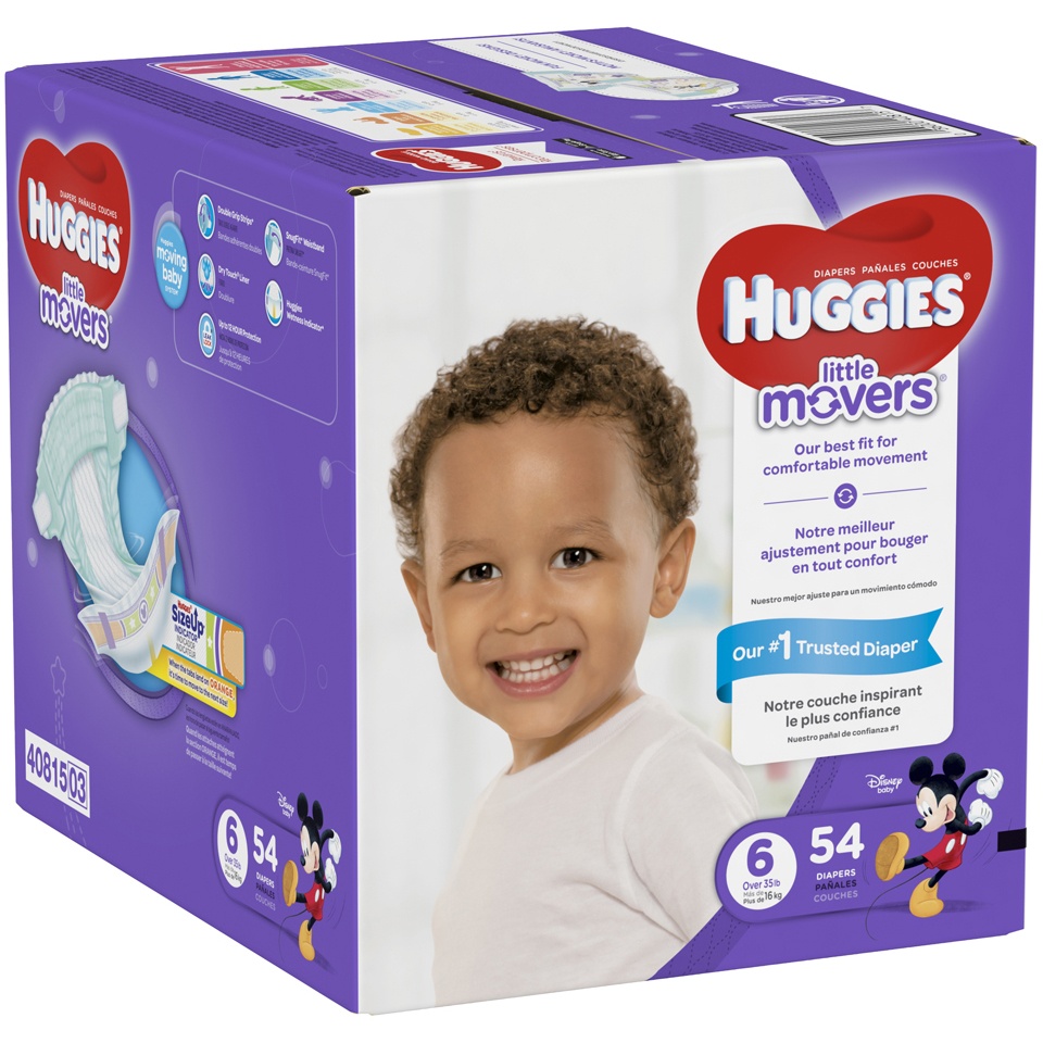 slide 2 of 3, Huggies Little Movers Diapers Size 6, 54 ct