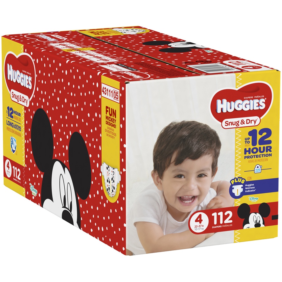 slide 3 of 3, Huggies Snug & Dry Super Pack Diapers Size 4, 112 ct