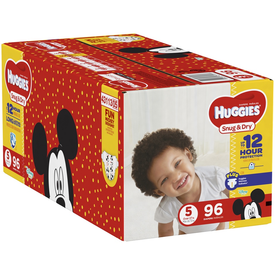 slide 2 of 3, Huggies Snug & Dry Super Pack Diapers Size 5, 96 ct