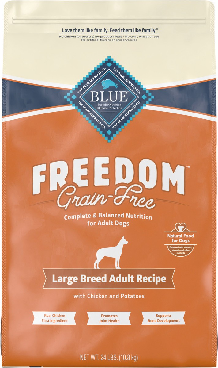 slide 1 of 12, Blue Buffalo Freedom Grain Free Natural Adult Large Breed Dry Dog Food, Chicken 24-lb, 24 lb