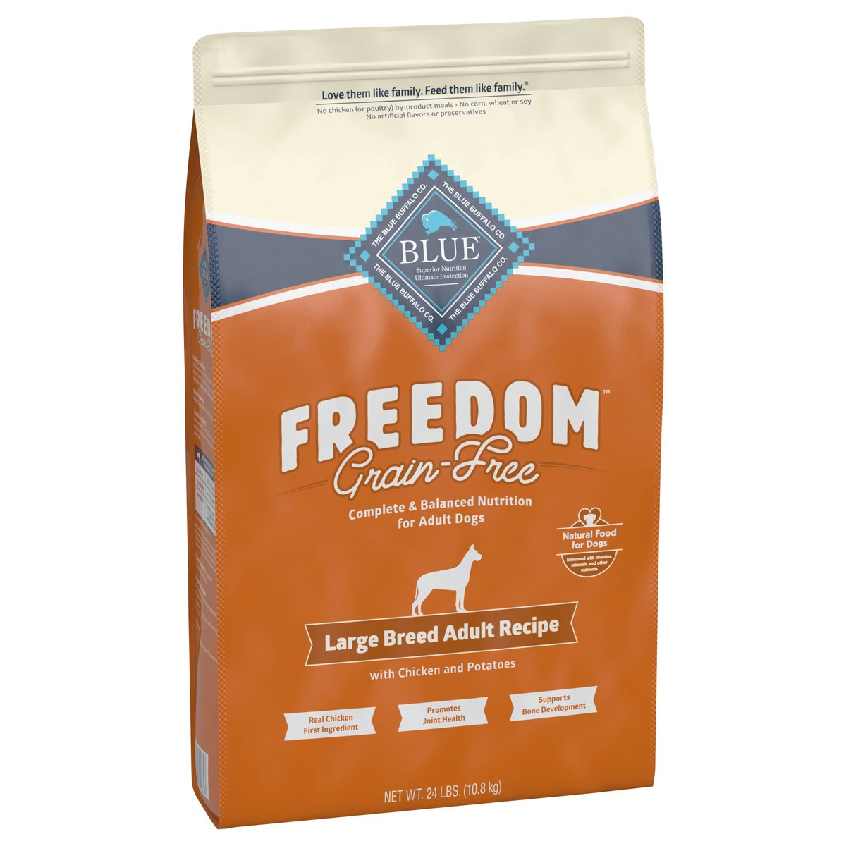 slide 9 of 12, Blue Buffalo Freedom Grain Free Natural Adult Large Breed Dry Dog Food, Chicken 24-lb, 24 lb