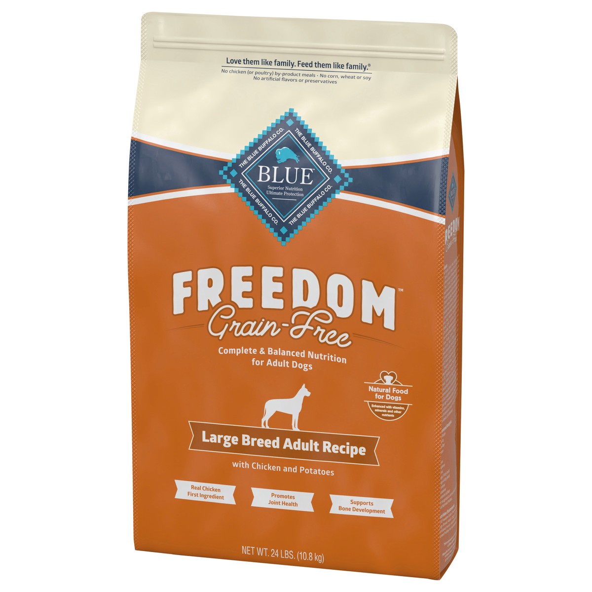 slide 10 of 12, Blue Buffalo Freedom Grain Free Natural Adult Large Breed Dry Dog Food, Chicken 24-lb, 24 lb