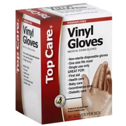 Topcare Health Powder-Free Vinyl Medical Exam Gloves 50 Pack