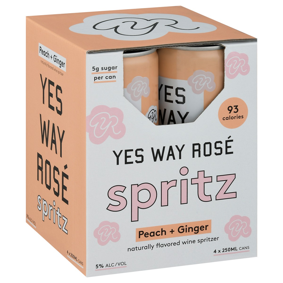 slide 2 of 9, Yes Way Rose Peach + Ginger Spritz 4 - 250 ml Cans, 4 ct; 250 ml