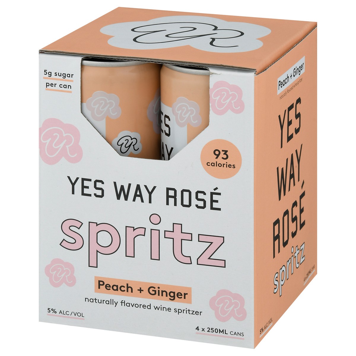 slide 3 of 9, Yes Way Rose Peach + Ginger Spritz 4 - 250 ml Cans, 4 ct; 250 ml