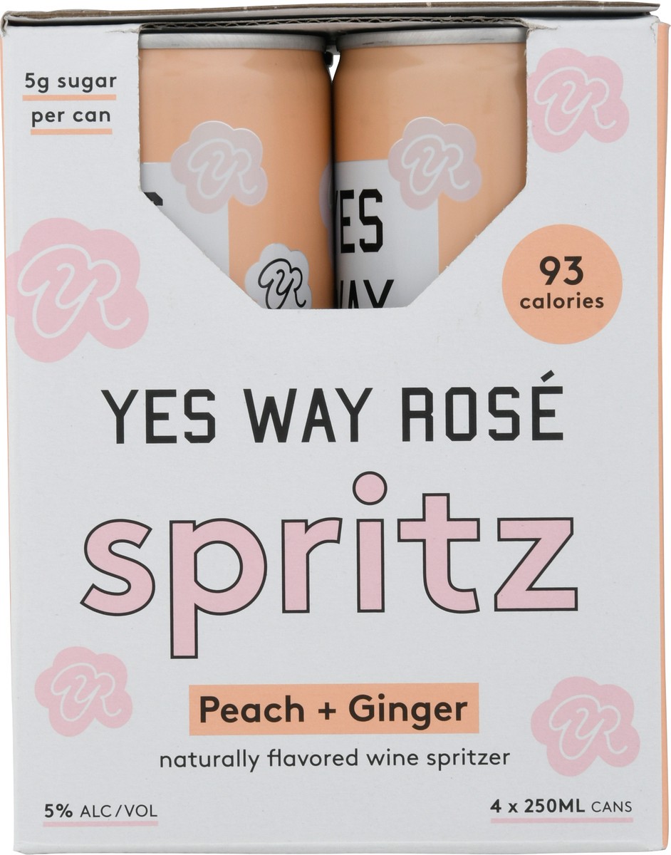 slide 7 of 9, Yes Way Rose Peach + Ginger Spritz 4 - 250 ml Cans, 4 ct; 250 ml