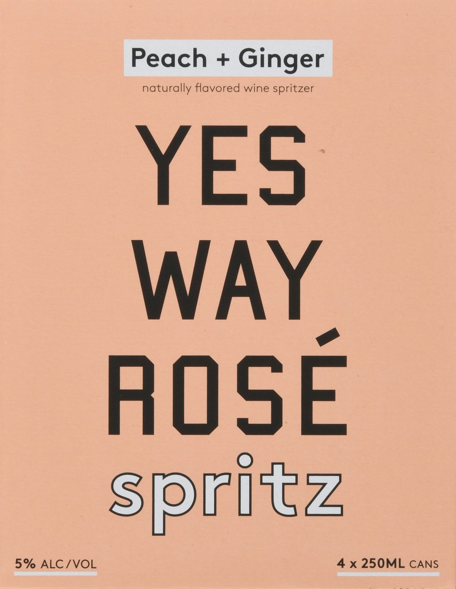 slide 4 of 9, Yes Way Rose Peach + Ginger Spritz 4 - 250 ml Cans, 4 ct; 250 ml