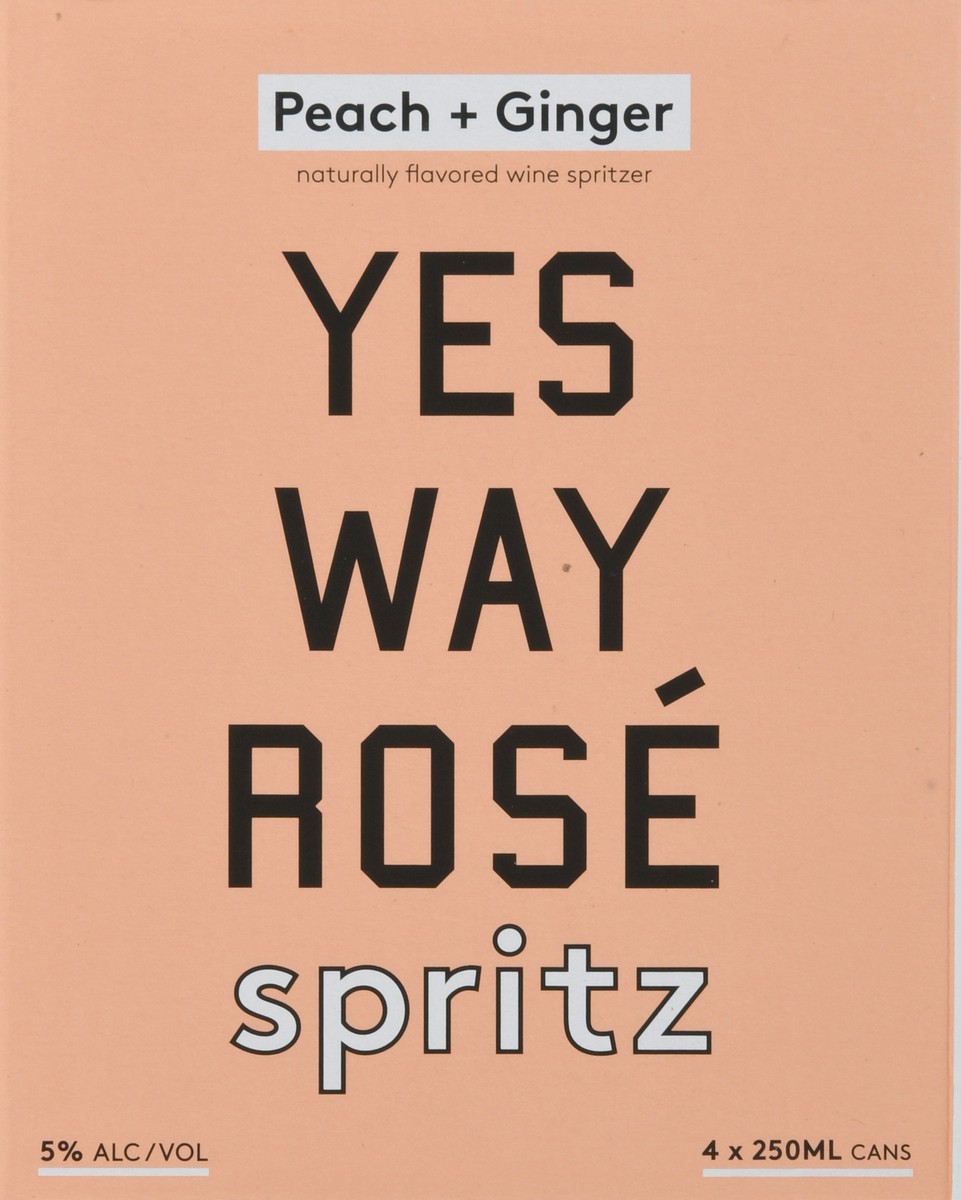 slide 8 of 9, Yes Way Rose Peach + Ginger Spritz 4 - 250 ml Cans, 4 ct; 250 ml