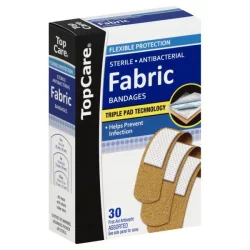 TopCare Fabric Bandages Sterile Antibacterial in Assorted Sizes 30 Count