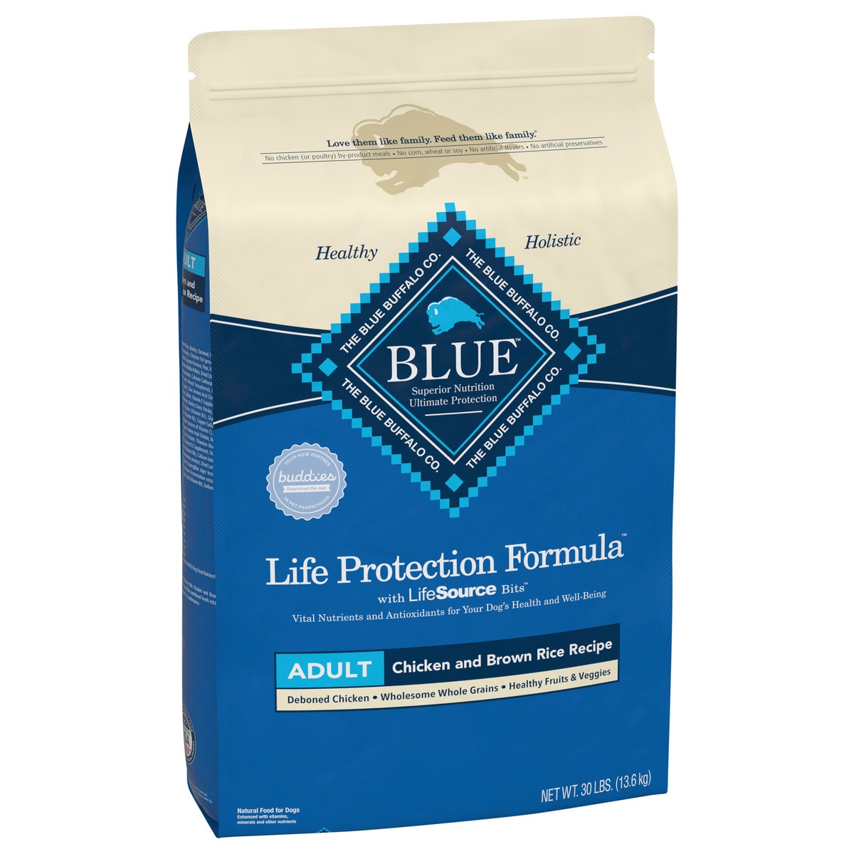 slide 5 of 8, Blue Buffalo Life Protection Formula Natural Adult Dry Dog Food, Chicken and Brown Rice 30-lb, 30 lb