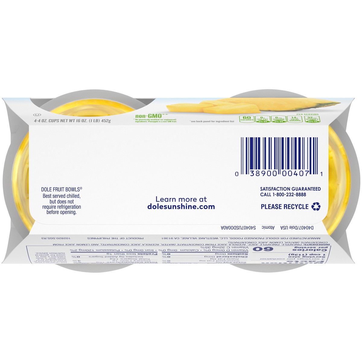 slide 7 of 9, Dole Pineapple Tidbits in 100% Fruit Juice 4 - 4 oz Cups, 4 ct