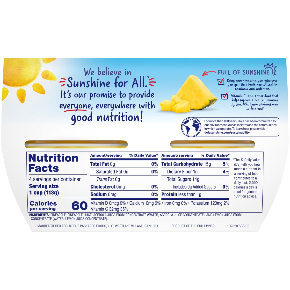 slide 2 of 9, Dole Pineapple Tidbits in 100% Fruit Juice 4 - 4 oz Cups, 4 ct