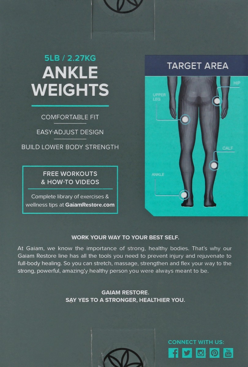 slide 2 of 11, Gaiam Restore 5 lb Ankle Weights 1 ea, 1 ea