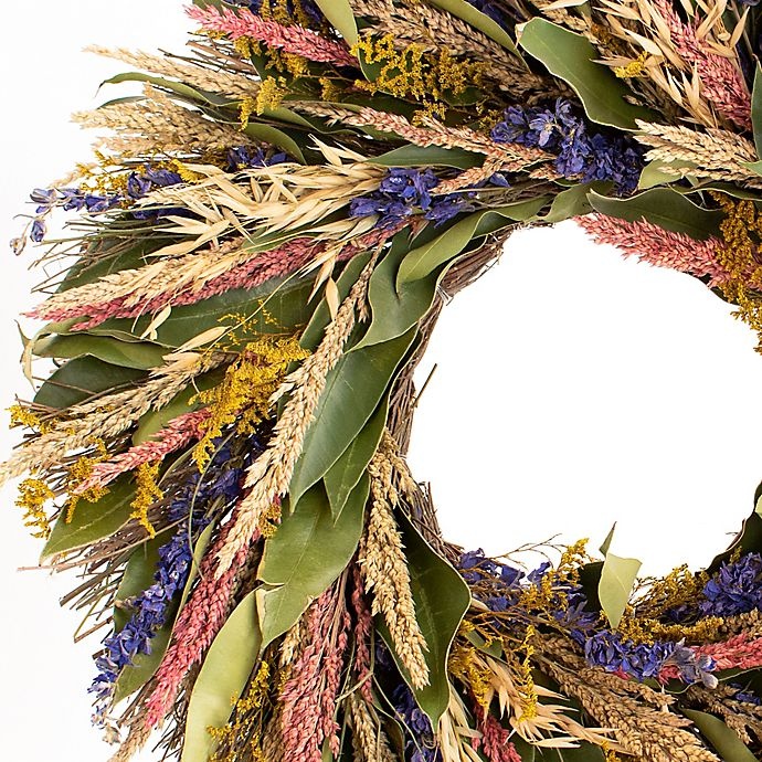 slide 2 of 3, Lumiere Wildflower and Wheat Rustic Artificial Wreath, 1 ct