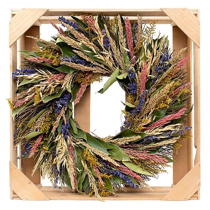 slide 3 of 3, Lumiere Wildflower and Wheat Rustic Artificial Wreath, 1 ct