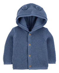 Carter's Baby Hooded Waffle Knit Cardigan - Navy Blue Navy 12M