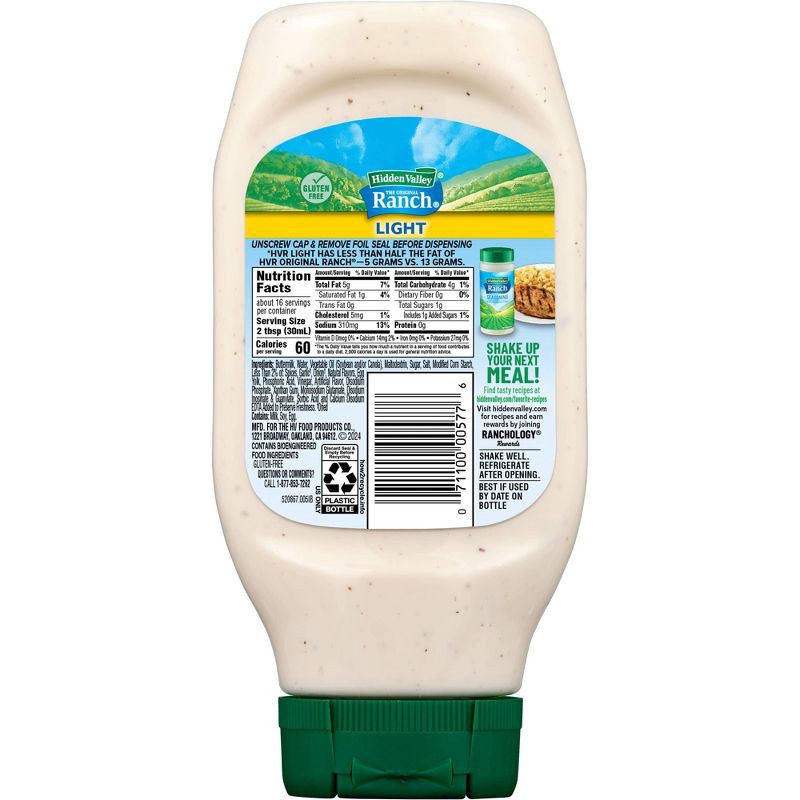 slide 2 of 10, Hidden Valley Original Ranch Light Salad Dressing & Topping - Gluten Free - 16fl oz, 16 fl oz