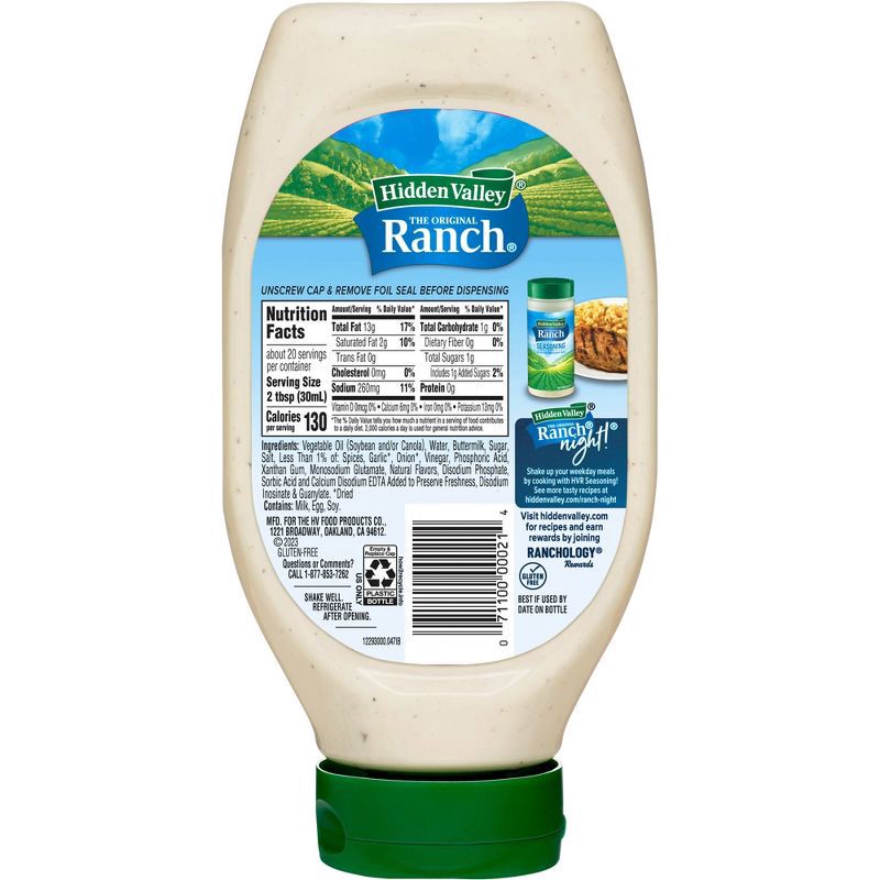 slide 2 of 8, Hidden Valley Easy Squeeze Original Ranch Salad Dressing & Topping, Gluten Free, Keto-Friendly - 20 fl oz, 20 fl oz