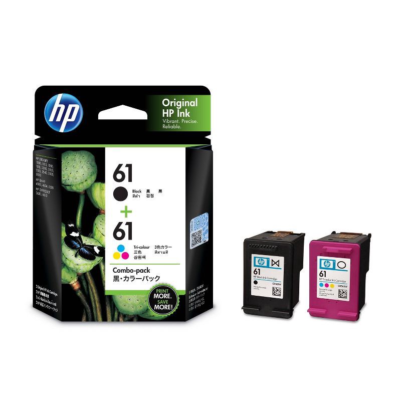 slide 5 of 6, HP Inc. HP 61 2pk Ink Cartridges - Black, Tri-color (CR259FN#140), 2 ct