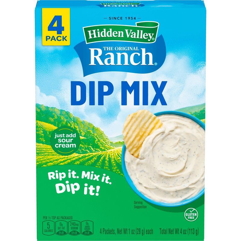 slide 10 of 10, Hidden Valley Original Ranch Dips Mix, Gluten Free, Keto-Friendly - 4 Pk, 4 ct