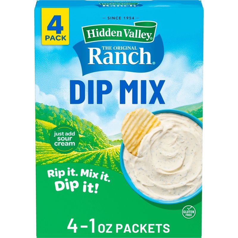 slide 1 of 10, Hidden Valley Original Ranch Dips Mix, Gluten Free, Keto-Friendly - 4 Pk, 4 ct