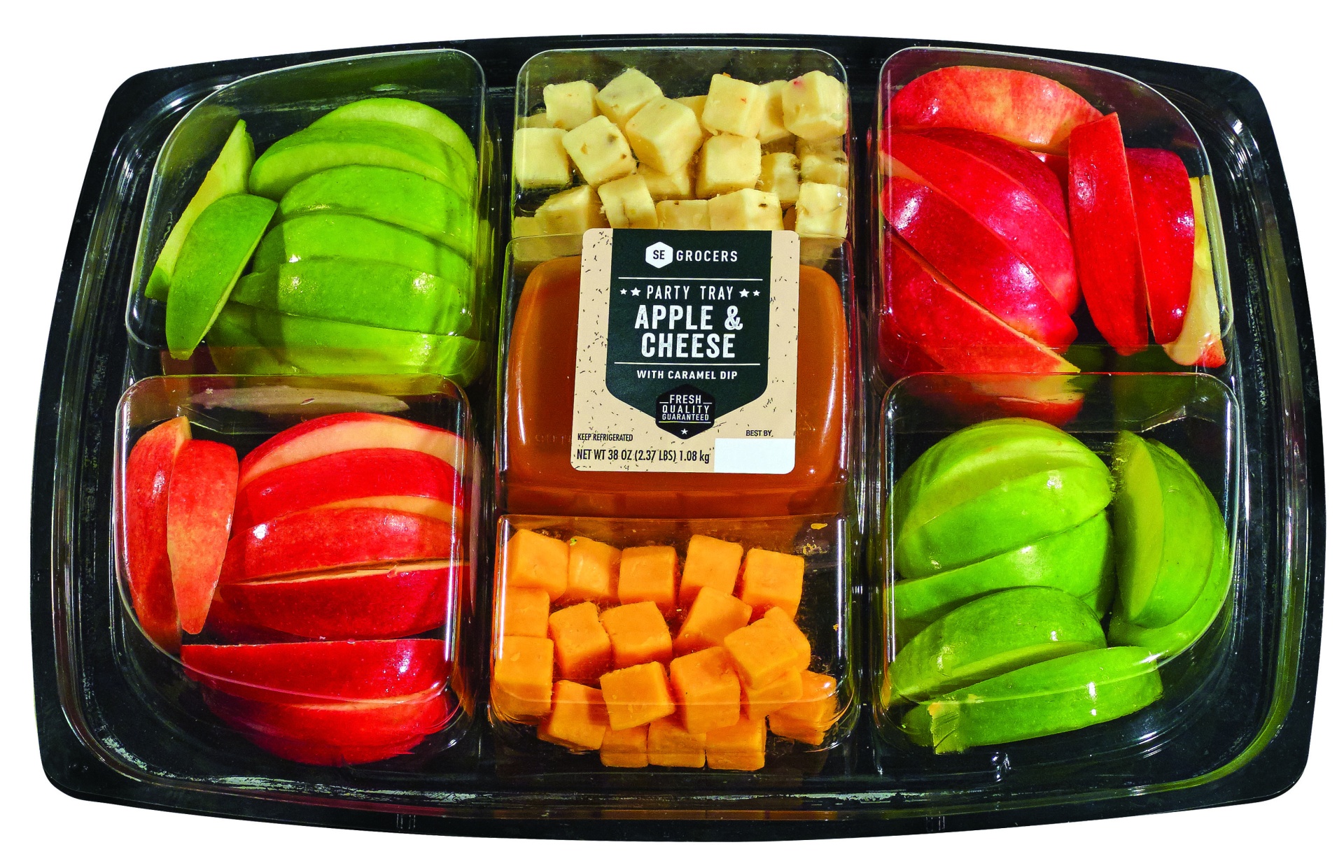slide 1 of 1, SE Grocers Party Tray Apple & Cheese with Caramel Dip, 42 oz