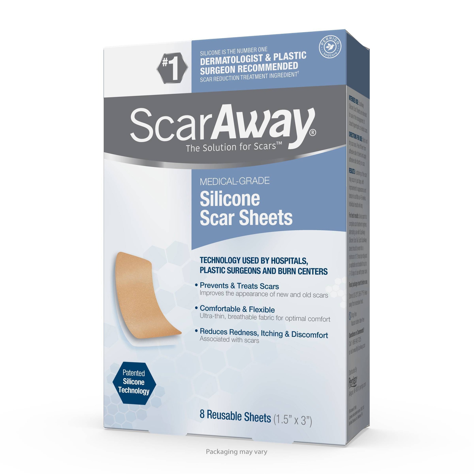 slide 1 of 7, ScarAway Scar Treatment Sheets, 8 ct