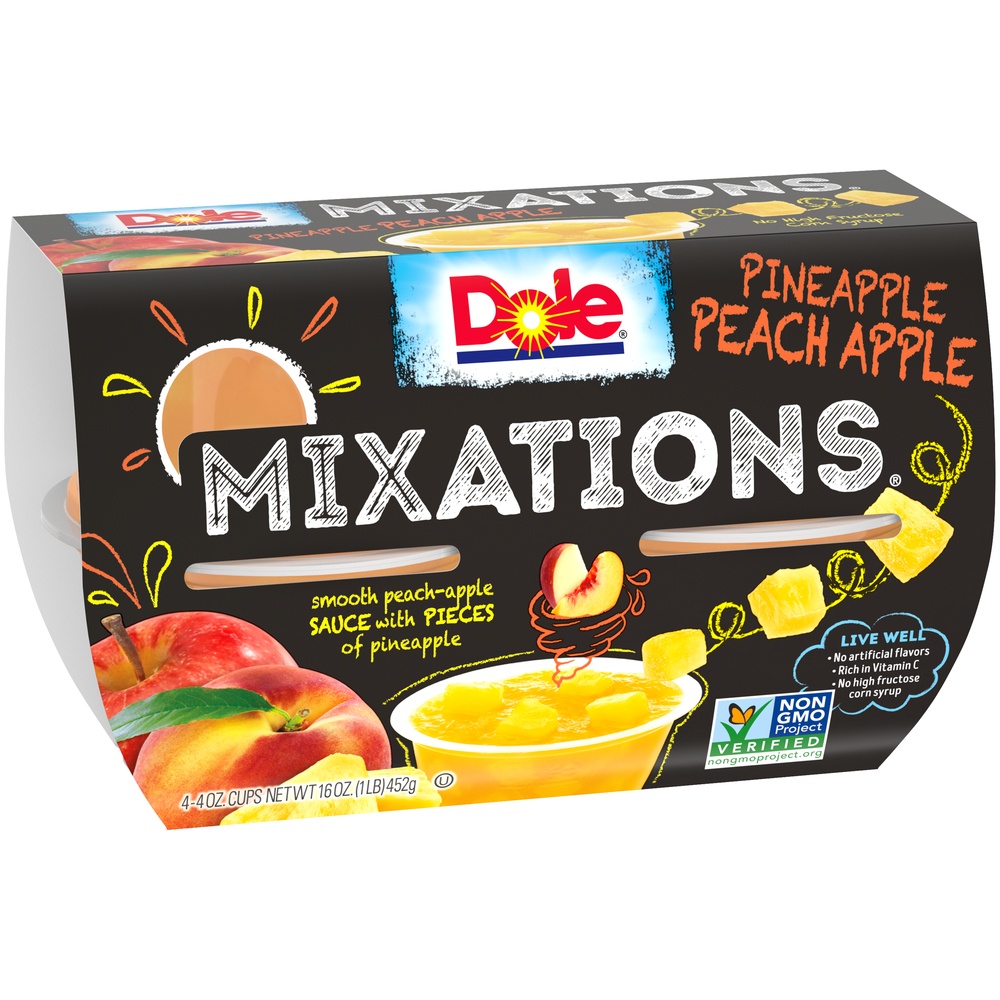 slide 2 of 8, Dole Mixations Pineapple Peach Apple Fruit Cups, 4 ct; 4 oz