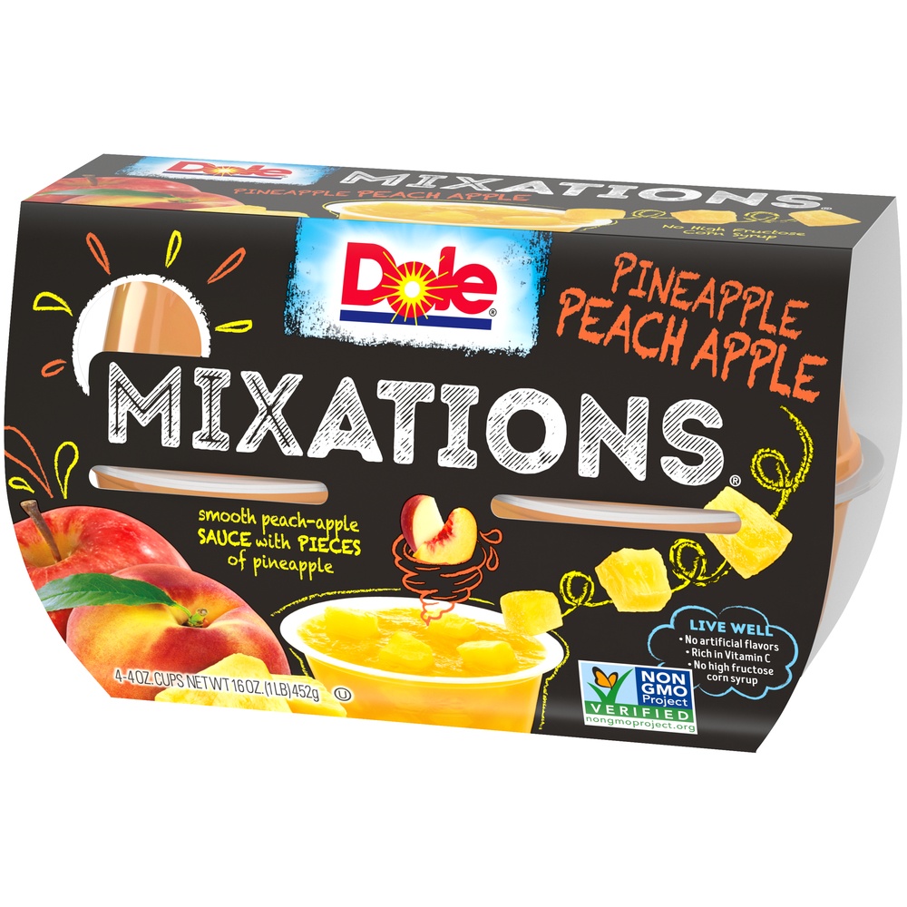 slide 3 of 8, Dole Mixations Pineapple Peach Apple Fruit Cups, 4 ct; 4 oz